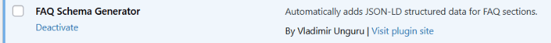 FAQ Schema Generator in the plugins page of my WordPress blog